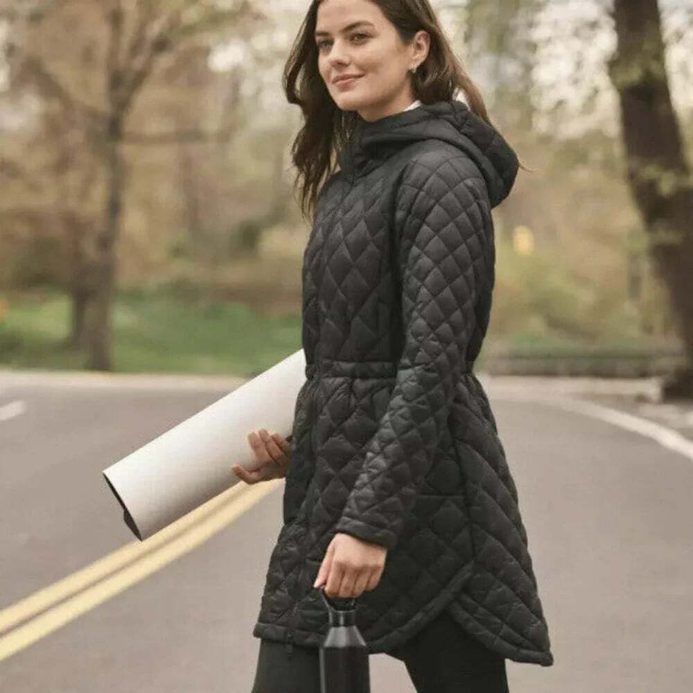 Athleta Whisper Featherless Parka Jacket Size Small Quilted Puffer Lightweight